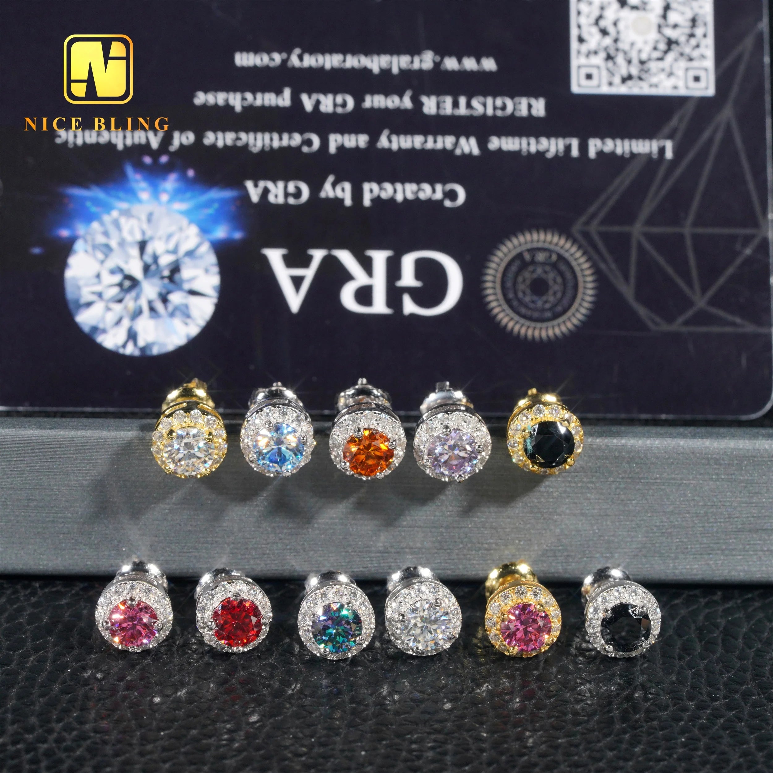 5MM Moissanite Lab Diamond Silver Earrings Color Options