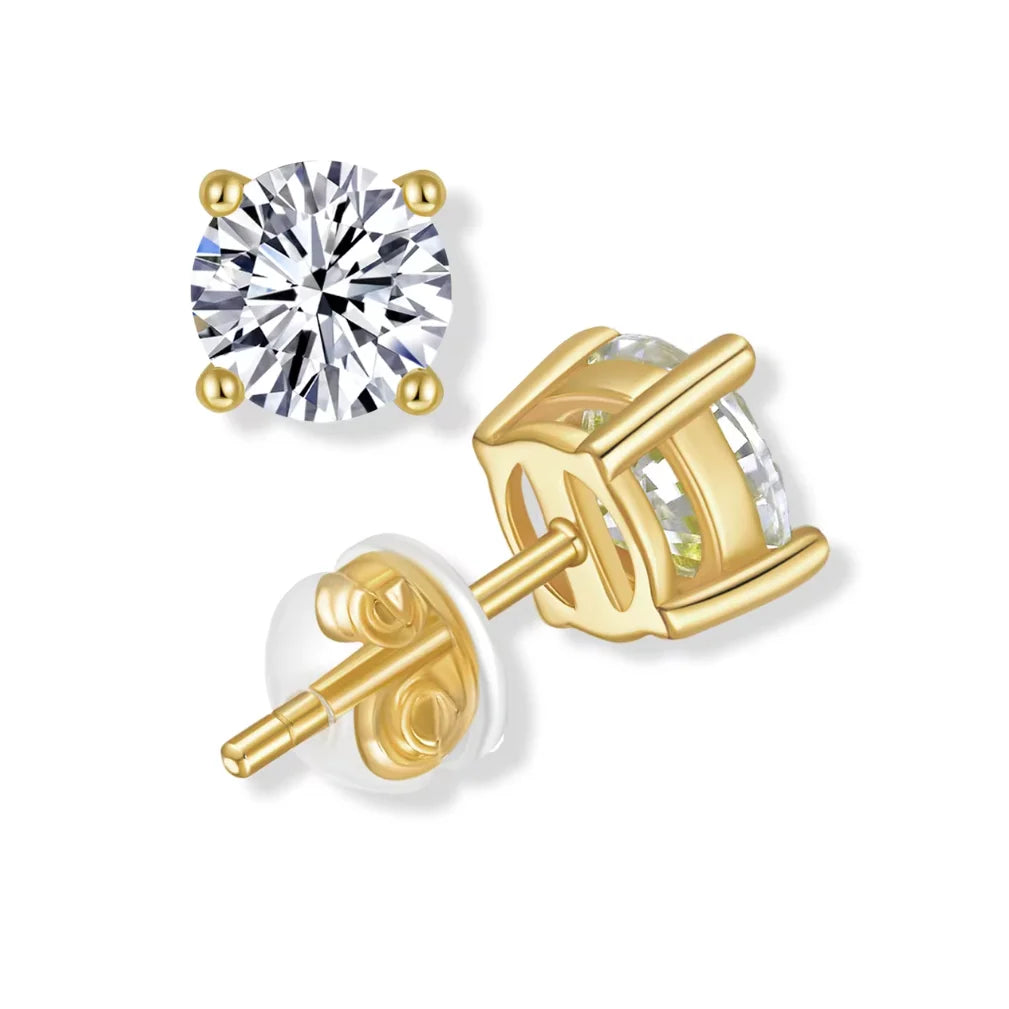 Moissanite Stud Earrings 0.5-3CT 18K Gold Plated S925 Sterling Silver VVS1 Lab Diamond Unisex Jewelry