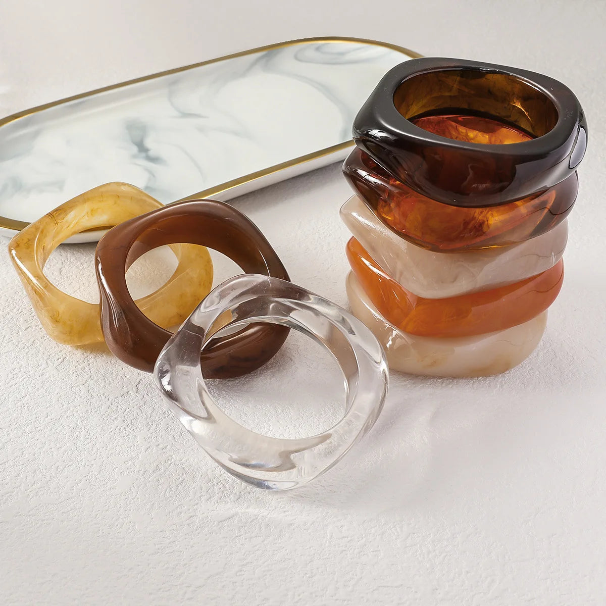 Large Edition Hot Cross-Border Special-Shaped Wide Square Bracelet Spotted Rishite Pattern Fashion Bangle