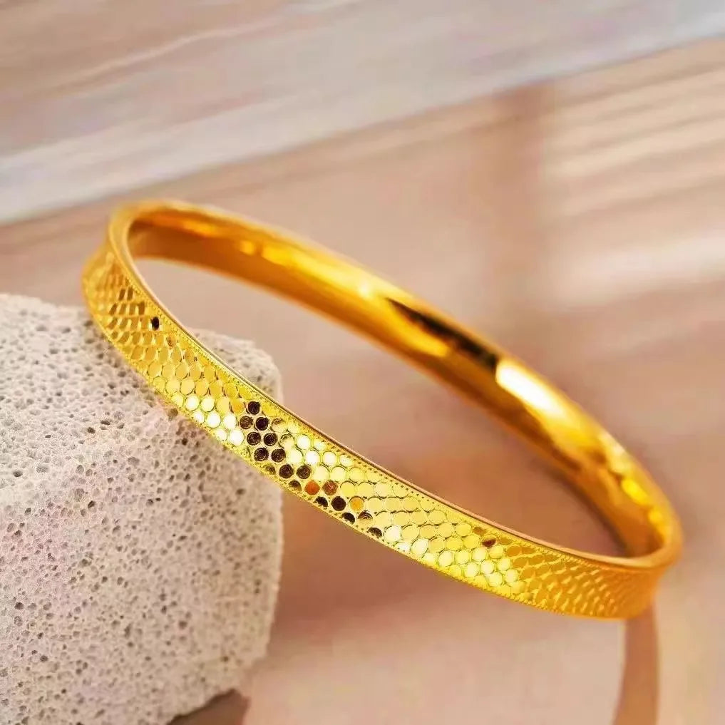Solid Minimalistic Versatile Anti Tarnish Bangle 316l Gold Plated Stainless Steel