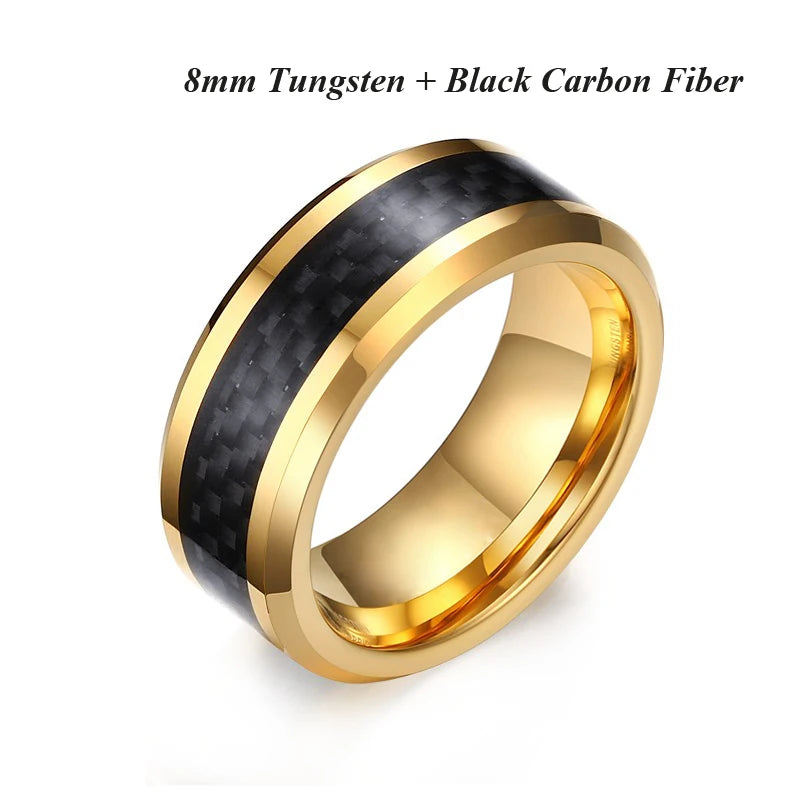 Solid Tiger Striped 8MM Tungsten Carbide Ring