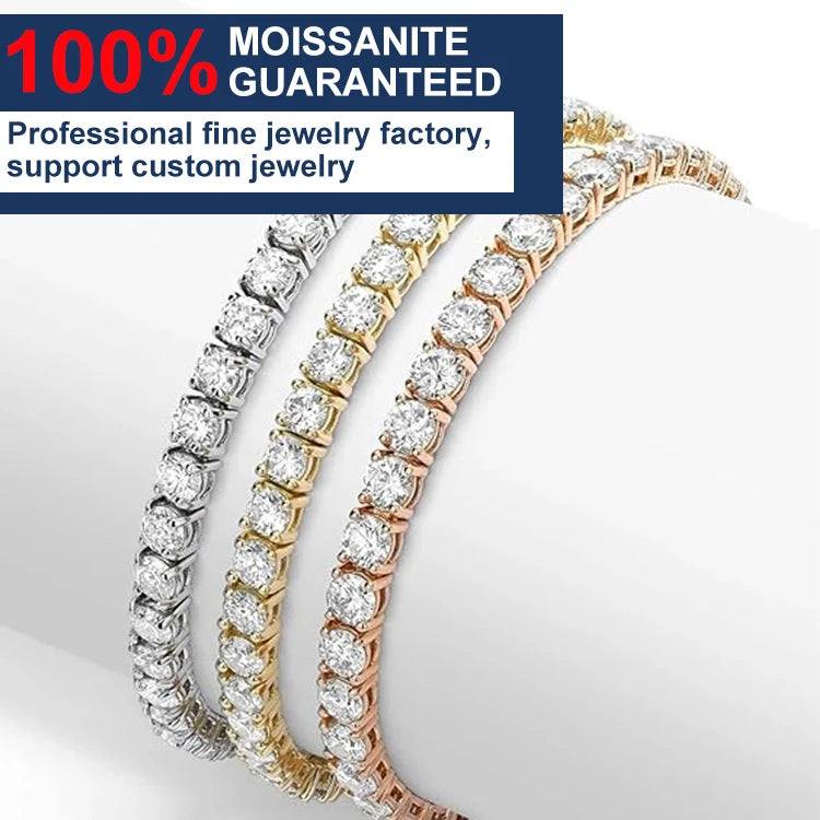 2mm- 6.5mm Lab Diamond 925 Silver VVS Moissanite Tennis Chain Necklaces