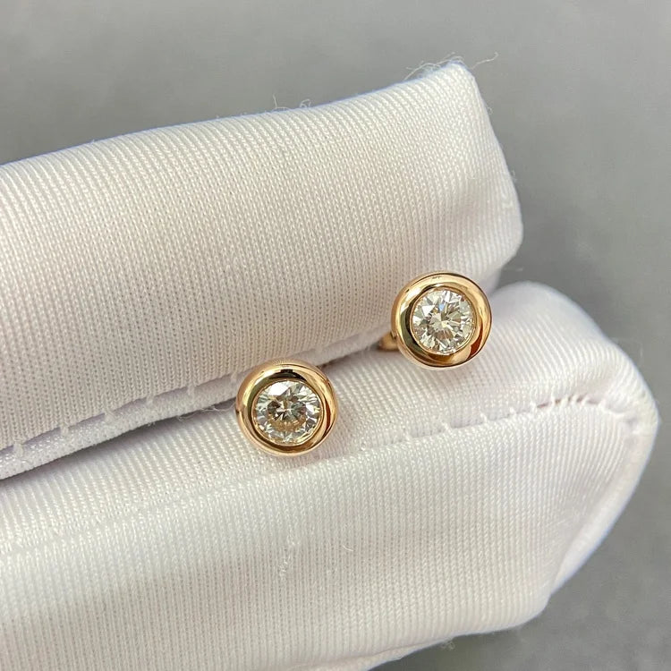 18KT Rose Gold Bezel Set Bubble 0.5 CTW Diamond Stud Earrings