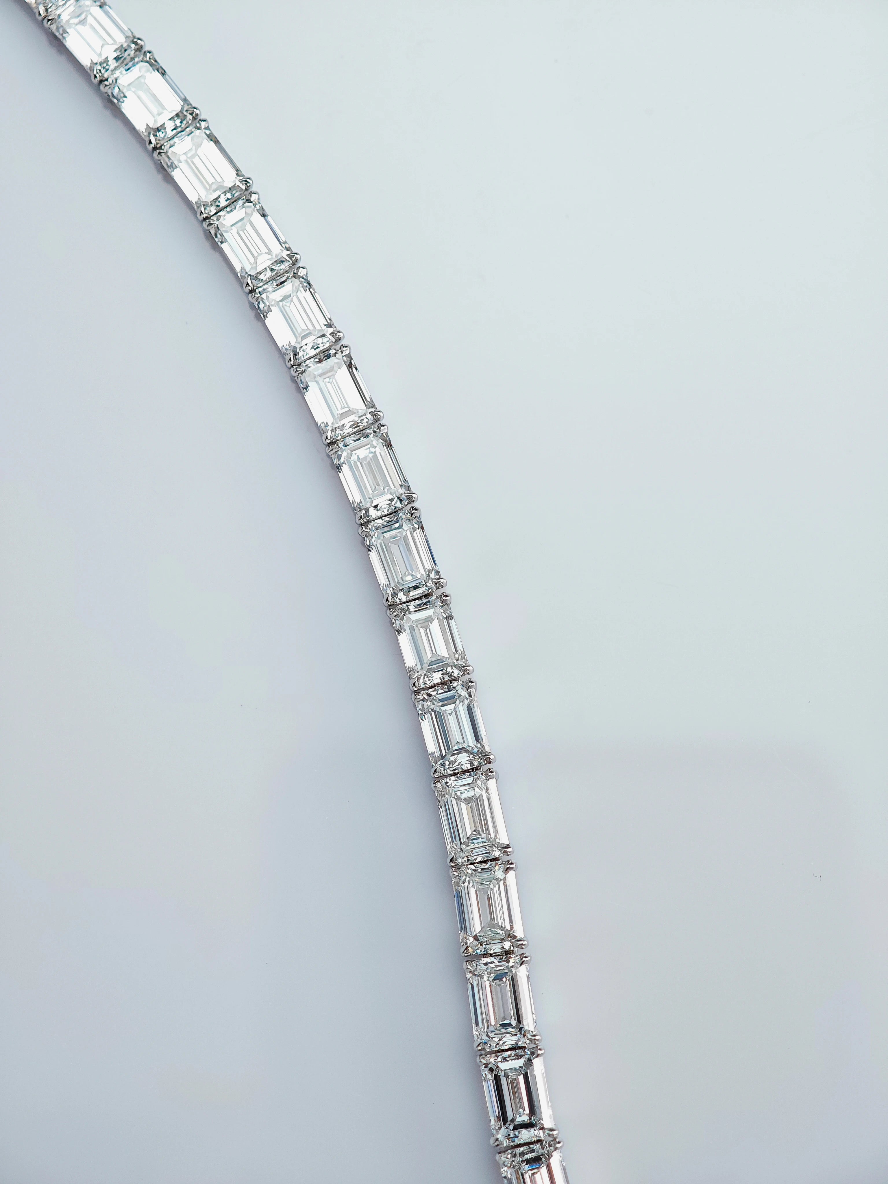 18KT White Gold Bracelet D VVS2 Lab Diamond Emerald Cut Bracelet