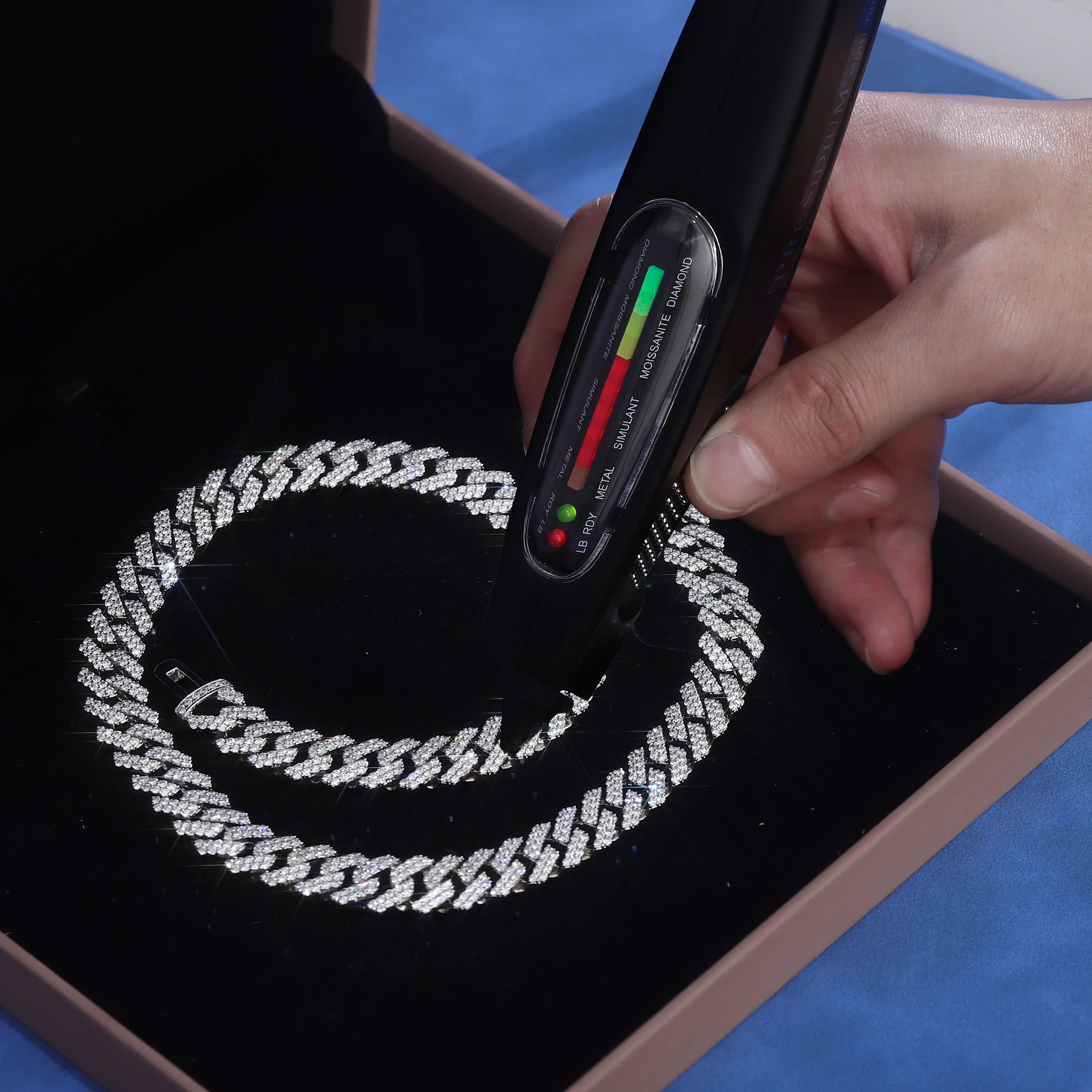 Strong 10KT White Gold Cuban Link Chain VS Clarity Lab Diamond Necklace or Bracelet