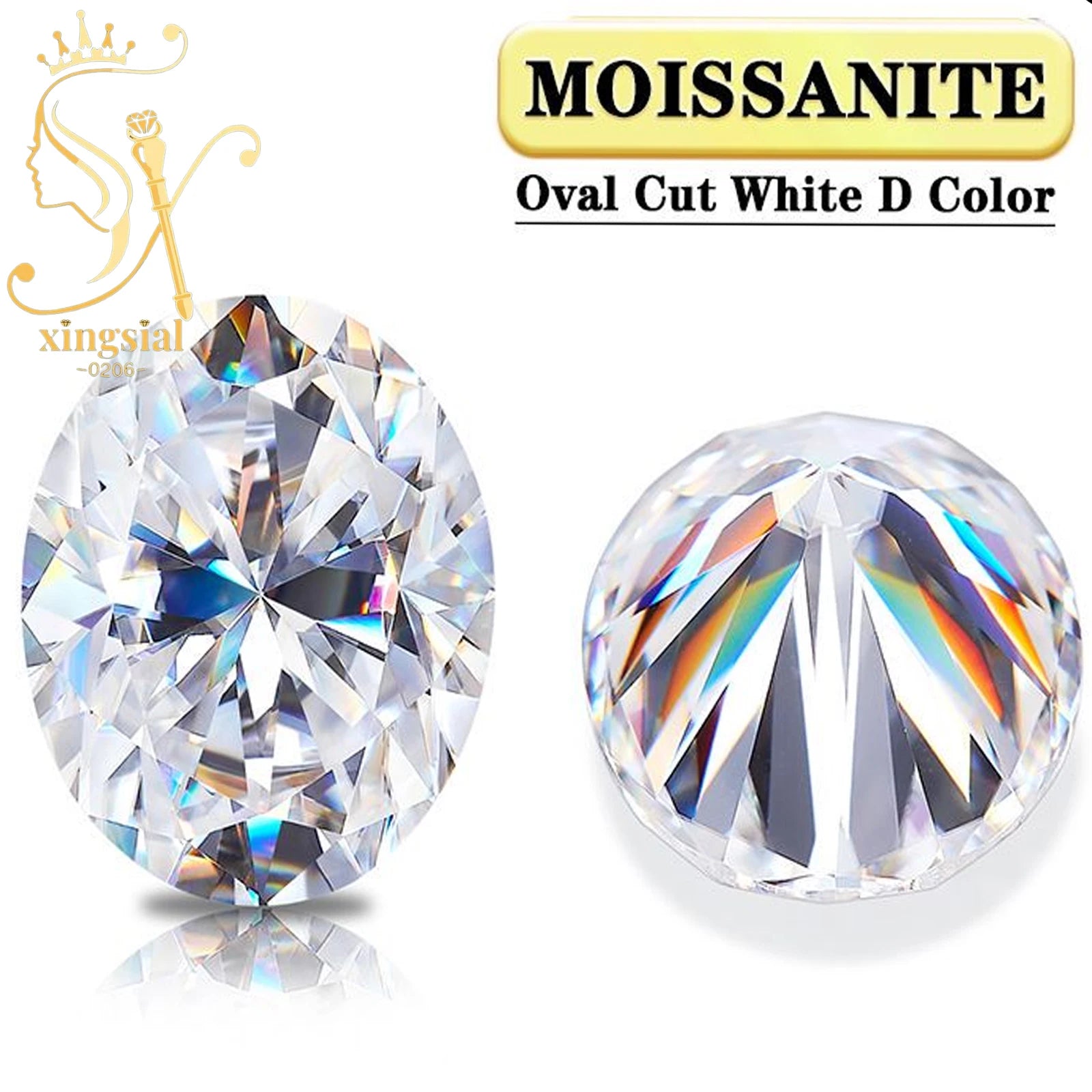 0.5- 5 Carat Certified VVS1 Oval Cut D Color Loose Moissanite Stones