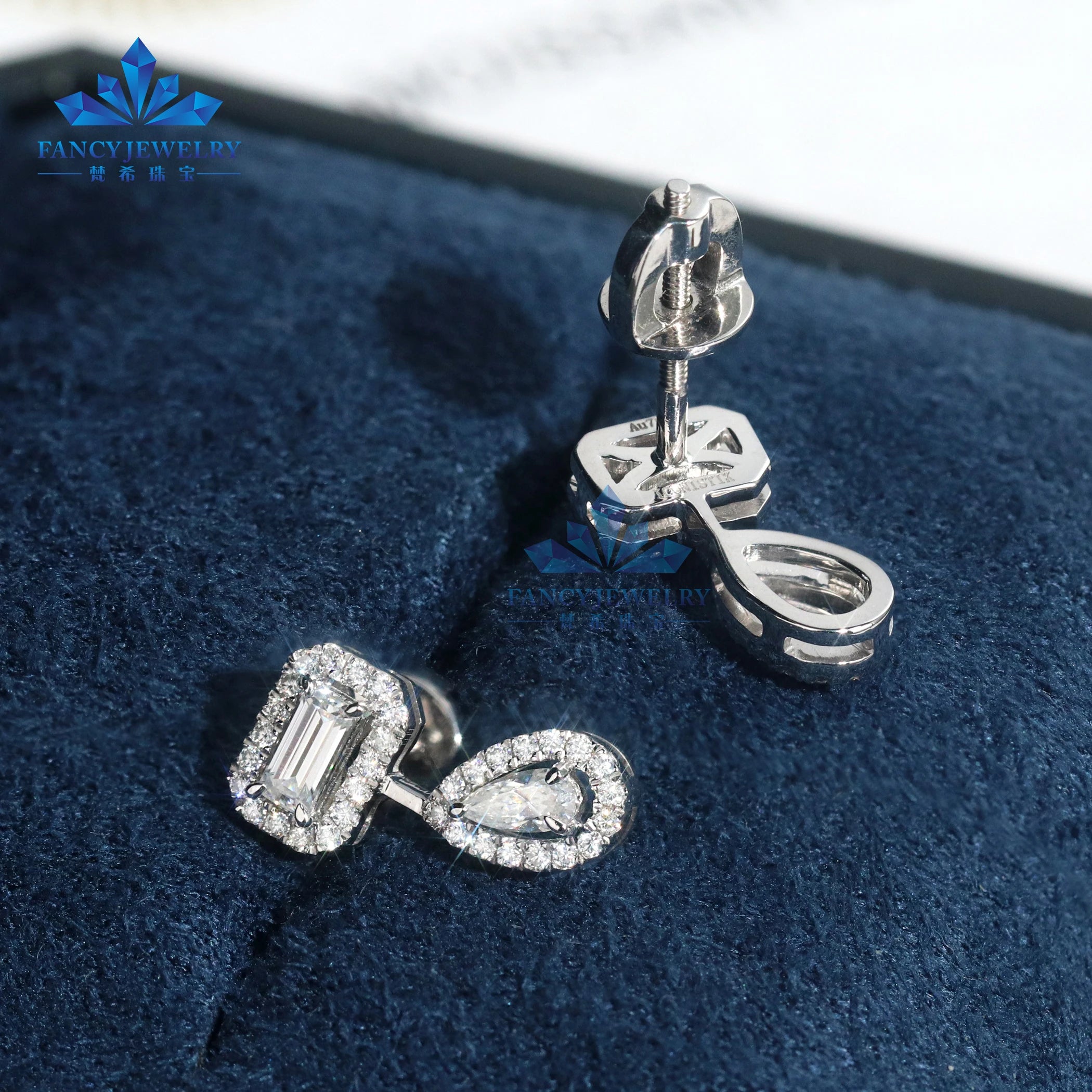 18KT White Gold 925 Sterling Silver GRA VVS Lab Diamond Gemstone Moissanite Drop Earring Hoop Earrings