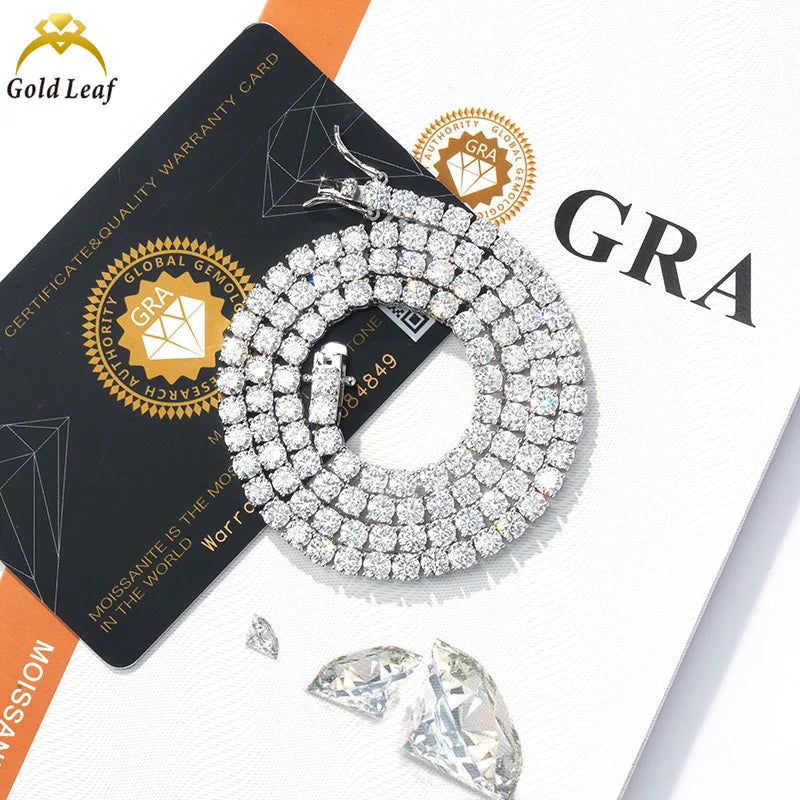 2mm- 6.5mm Lab Diamond 925 Silver VVS Moissanite Tennis Chain Necklaces