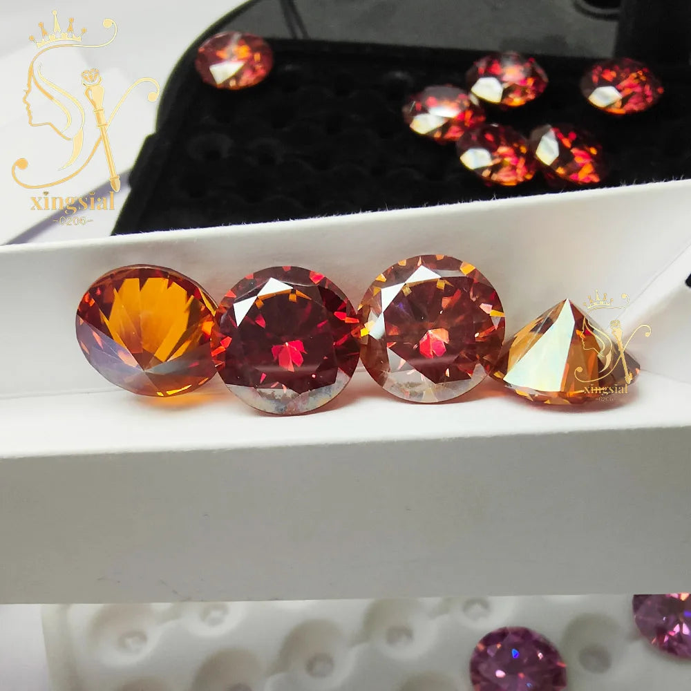 3.0MM- 11MM GRA Certificated Synthetic Gemstone VVS1 Round Brilliant Cut Garnet Red Moissanite Diamond