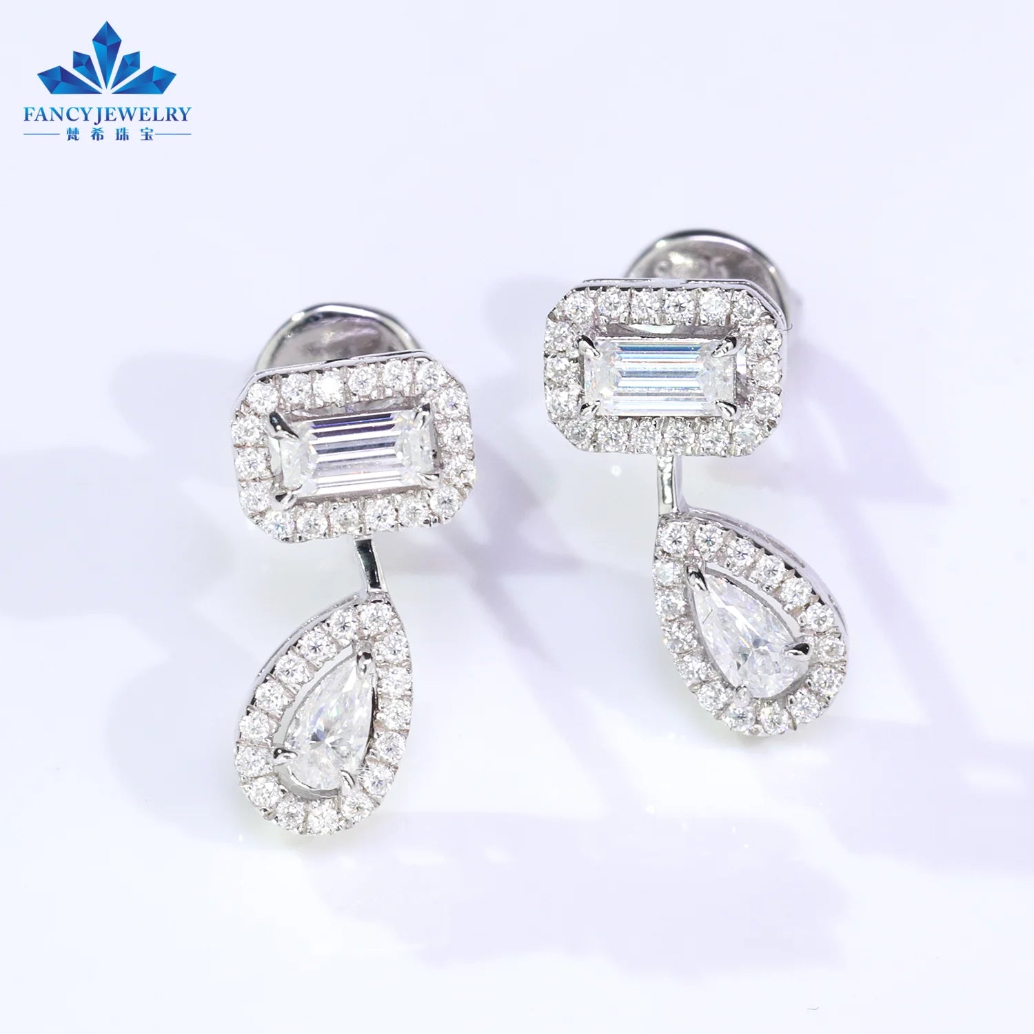 18KT White Gold 925 Sterling Silver GRA VVS Lab Diamond Gemstone Moissanite Drop Earring Hoop Earrings