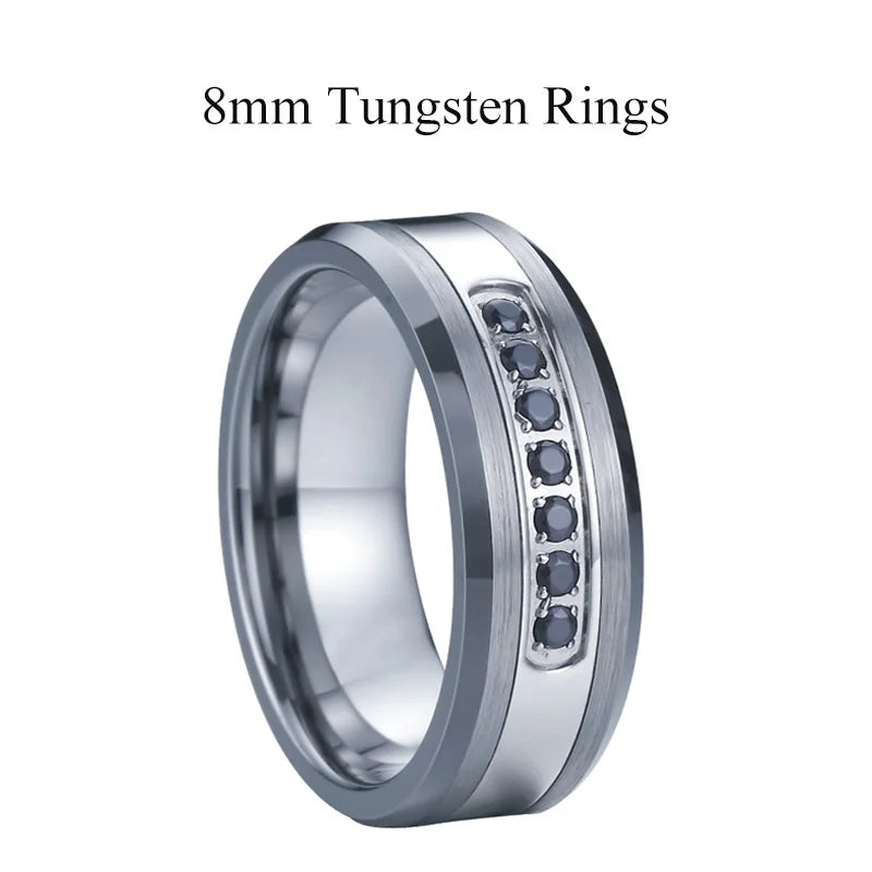 Solid Tiger Striped 8MM Tungsten Carbide Ring