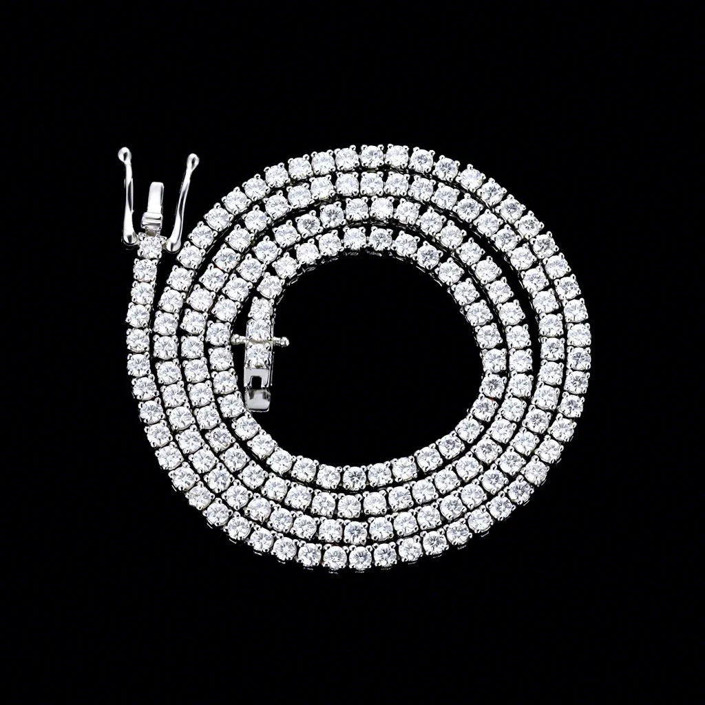 3mm 4mm 2mm S925 Sterling Silver Tennis Chain White Gold Plated Women LAB Diamond Jewelry VVS Moissanite Bracelet Men Necklace