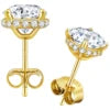 925 Sterling Silver 14KT Gold Plated Women 2 Carat VVS GRA Lab Diamond Hypoallergenic Earring