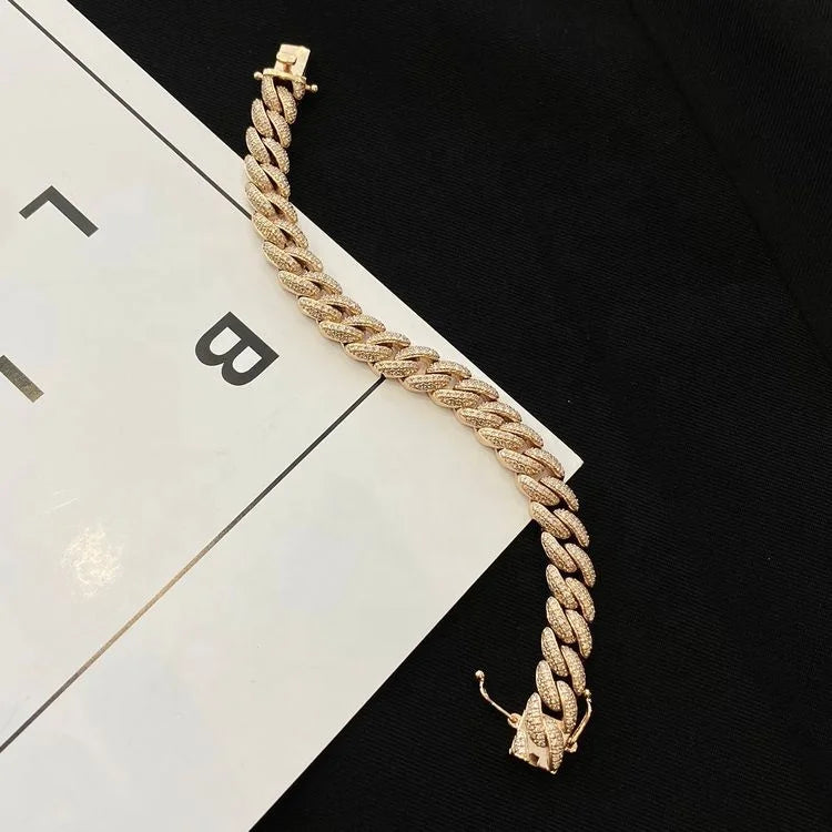 6MM Full Diamond Cuban Bracelet for Women 14KT Lab Diamond Iced