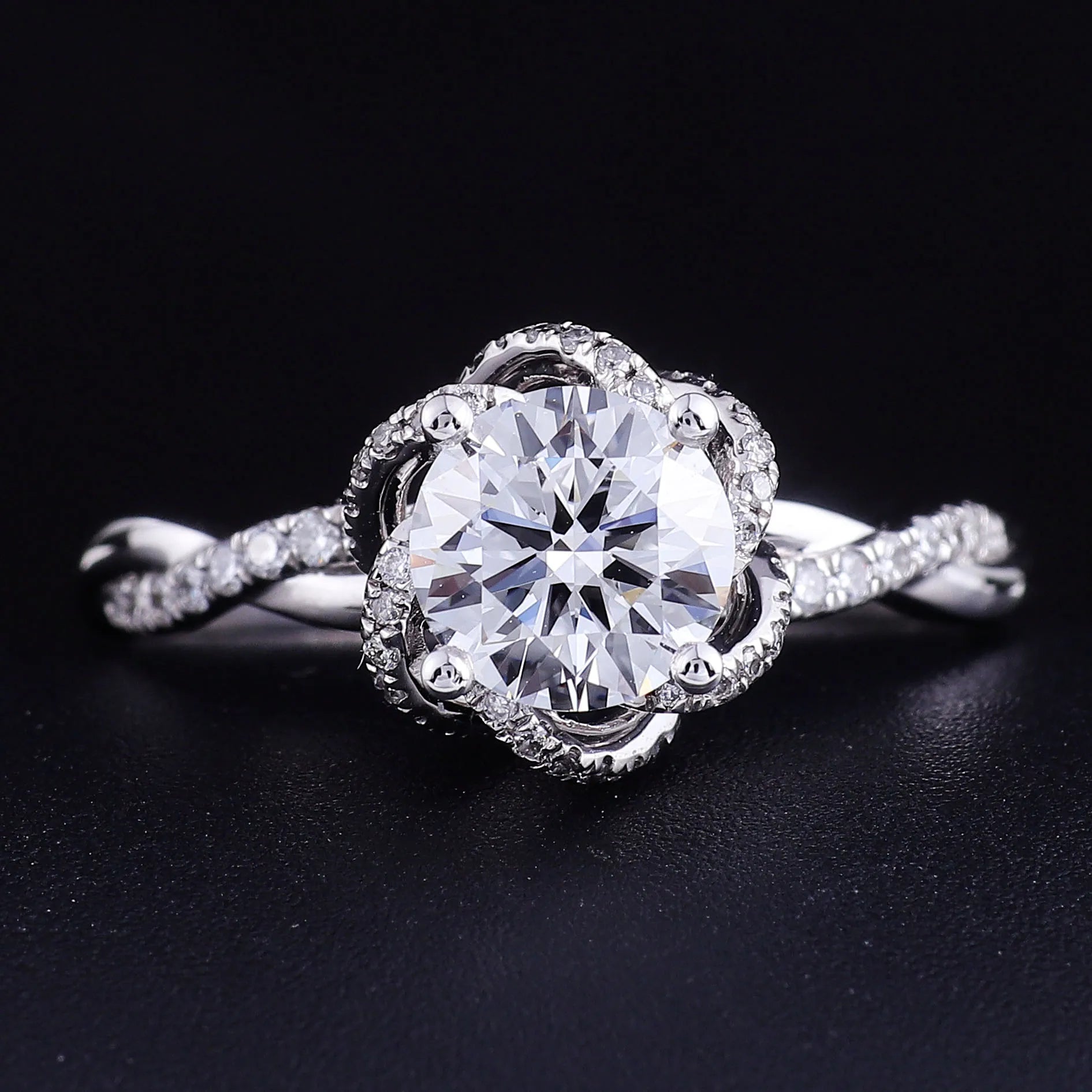 IGI Certified Round Brilliant Cut 18KT White Gold 1 Carat D-VVS Lab Diamond Engagement Ring