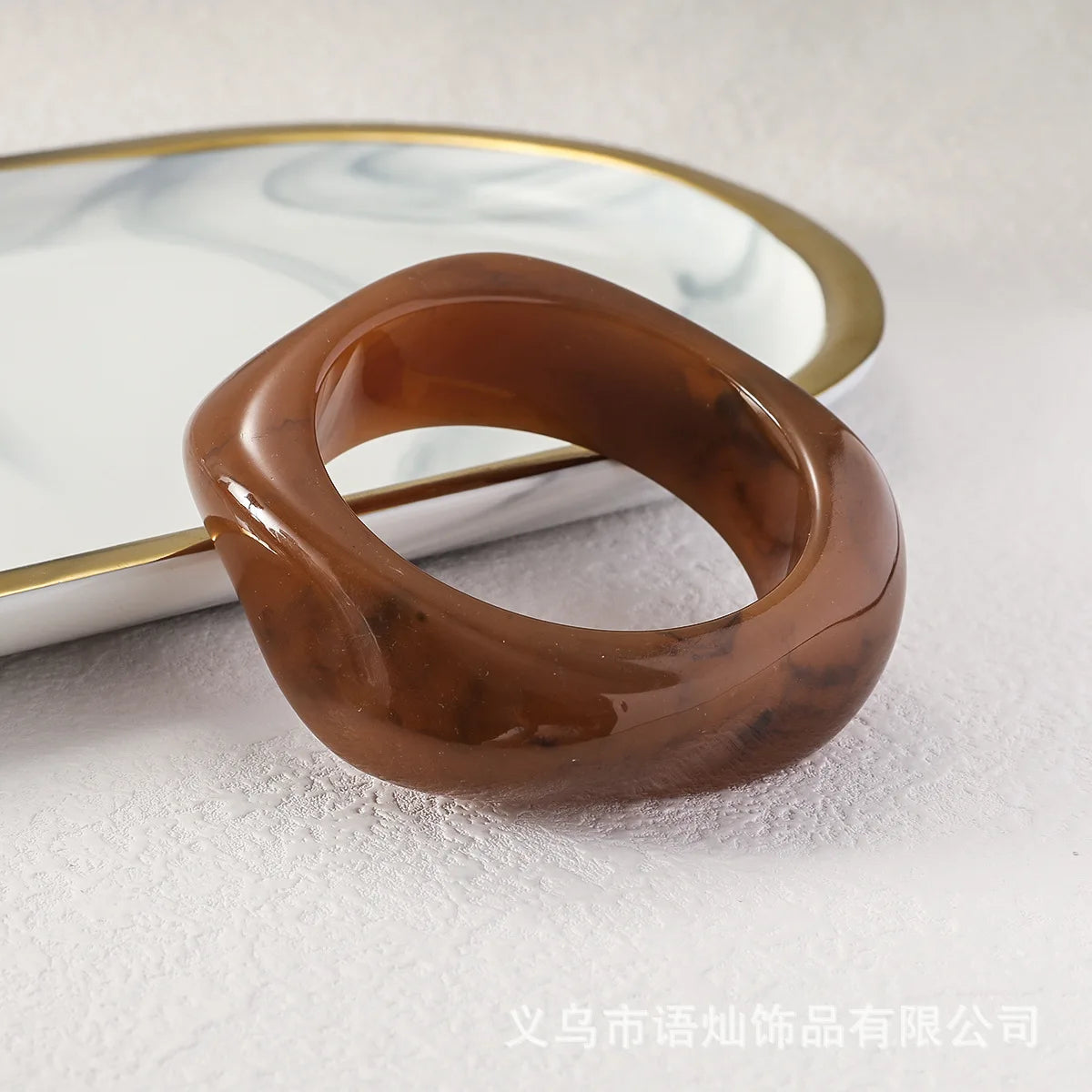 Large Edition Hot Cross-Border Special-Shaped Wide Square Bracelet Spotted Rishite Pattern Fashion Bangle