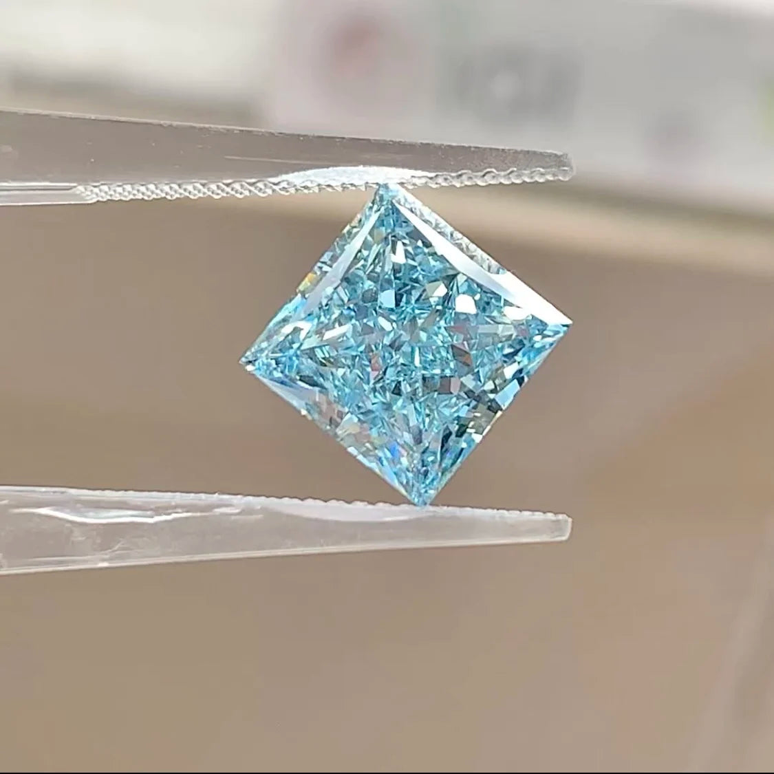 IGI Certified 4.03CT VS1 Fancy Cut Intense Blue Diamond Princess Lab Grown Diamond