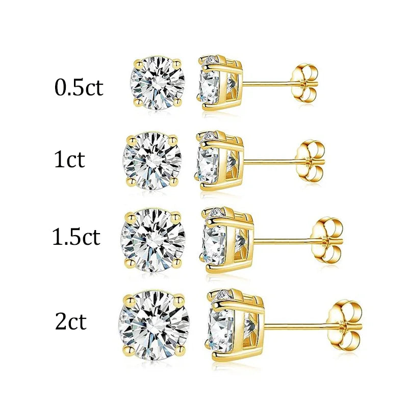 1 Carat- 2 Carat 10KT Solid Gold Lab Grown Diamond Earrings