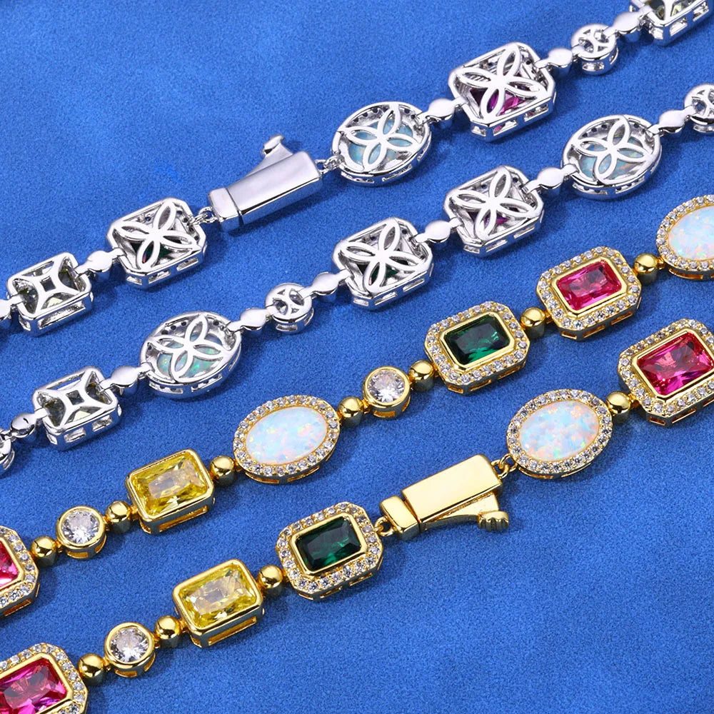 S925 Silver Moissanite Women High End Clavicle Chain Colorful Gemstone