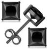 925 Sterling Silver VVS GRA 2.0CT Moissanite Stud Earrings Black Princess Cut