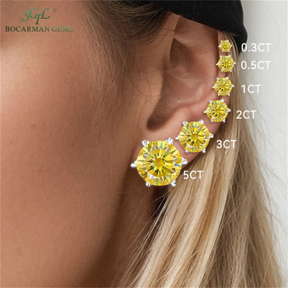 Classic Claw 6-Prong Platinum Certified Moissanite Earrings