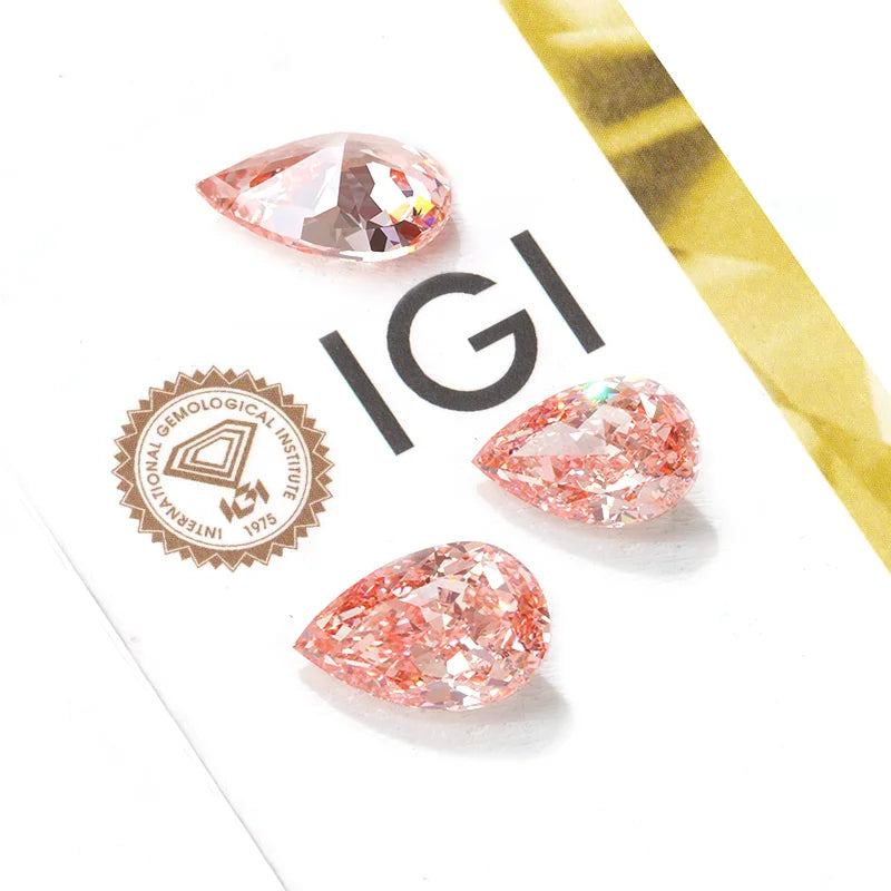Fancy Rare Pink 1 Carat Pear Cut Lab Diamond IGI Certified Loose Diamond