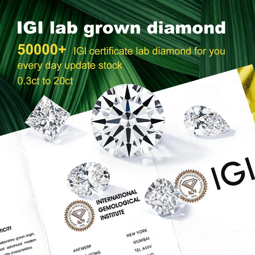 IGI Certificate 0.5ct 1ct 1.5ct 2ct 3ct 4ct 5ct 6ct 7ct Excellent Cut CVD Lab Diamond DEF Loose Lab Grown Diamonds