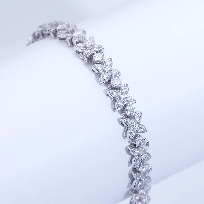 14KT Solid White Gold Lab Diamond Custom Bracelet