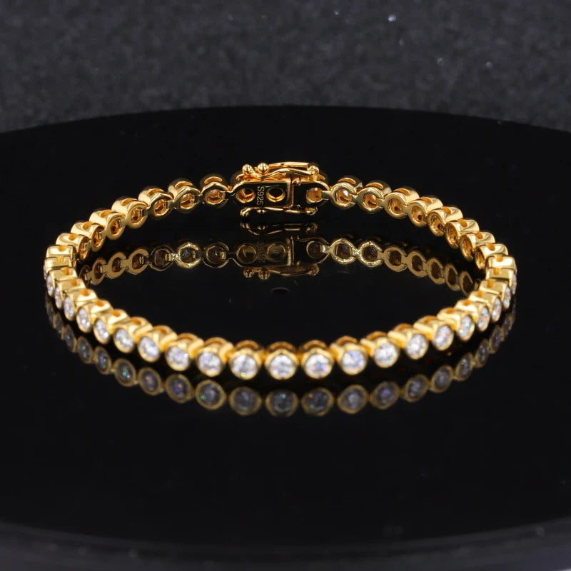 925 Sterling Sliver2.5mm Moissanite Lab Diamond Bezel Settings Tennis Bracelet