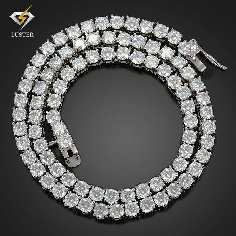 925 Sterling Silver D Color Lab Diamond Moissanite Tennis Chain