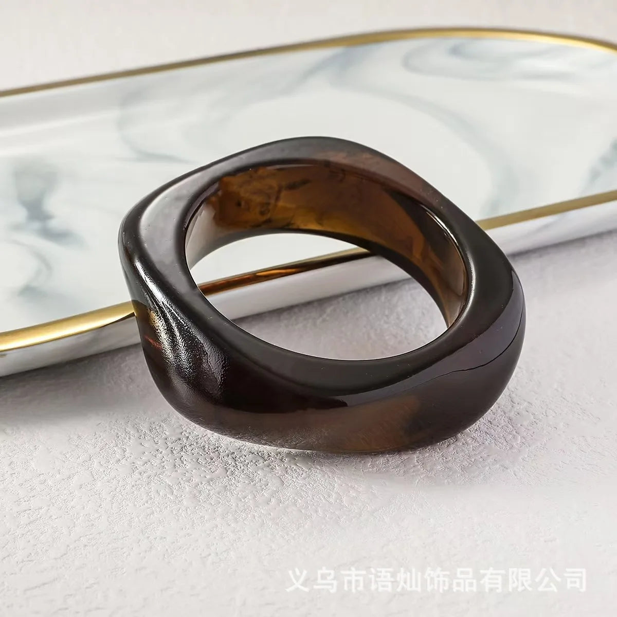 Large Edition Hot Cross-Border Special-Shaped Wide Square Bracelet Spotted Rishite Pattern Fashion Bangle