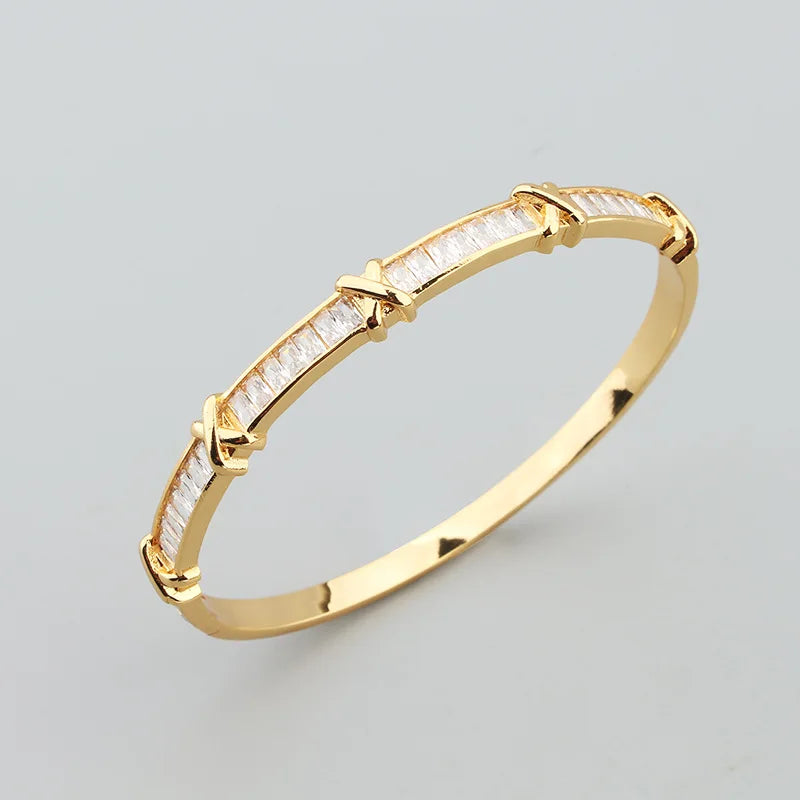 XO Baguette Gold Bracelet Rose Gold Fashionable Bangles
