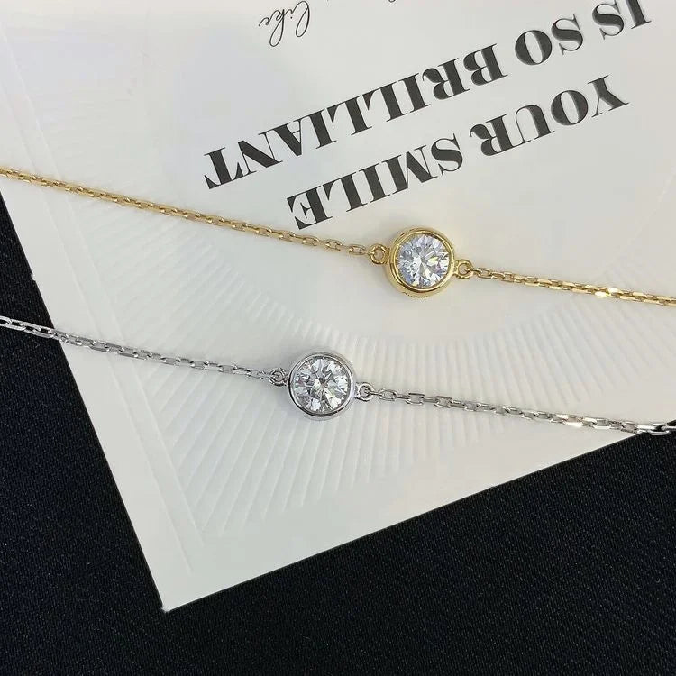 18KT Solid Yellow or White Gold Bracelet for 0.3CT-0.5CT Lab Diamond Bezel Wedding Bracelet