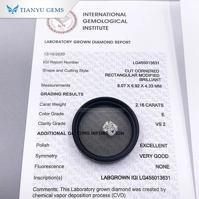 2.16 Carat  E/VS2 Lab Diamond Free IGI Certificate