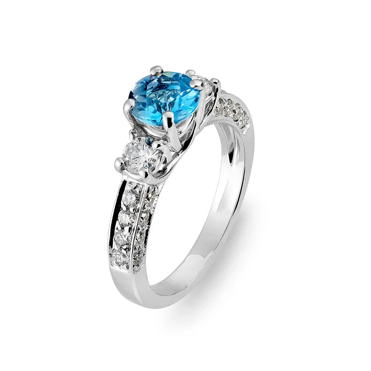 18KT White Gold Eternity Ring 1 Carat Round Brilliant Cut Blue Topaz