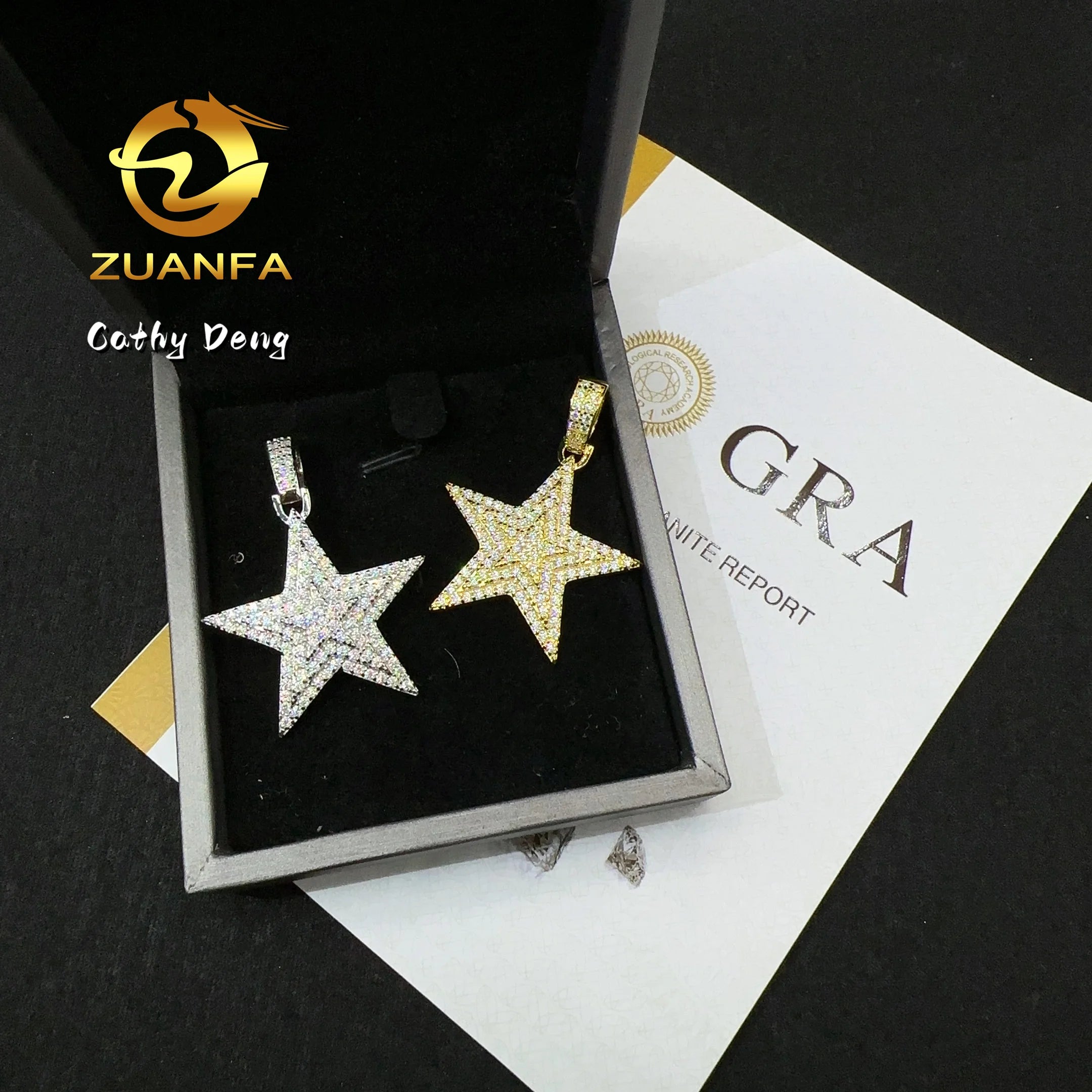 Five Point Star 925 Silver Moissanite Pendant Iced Out Lab Diamond Pendant