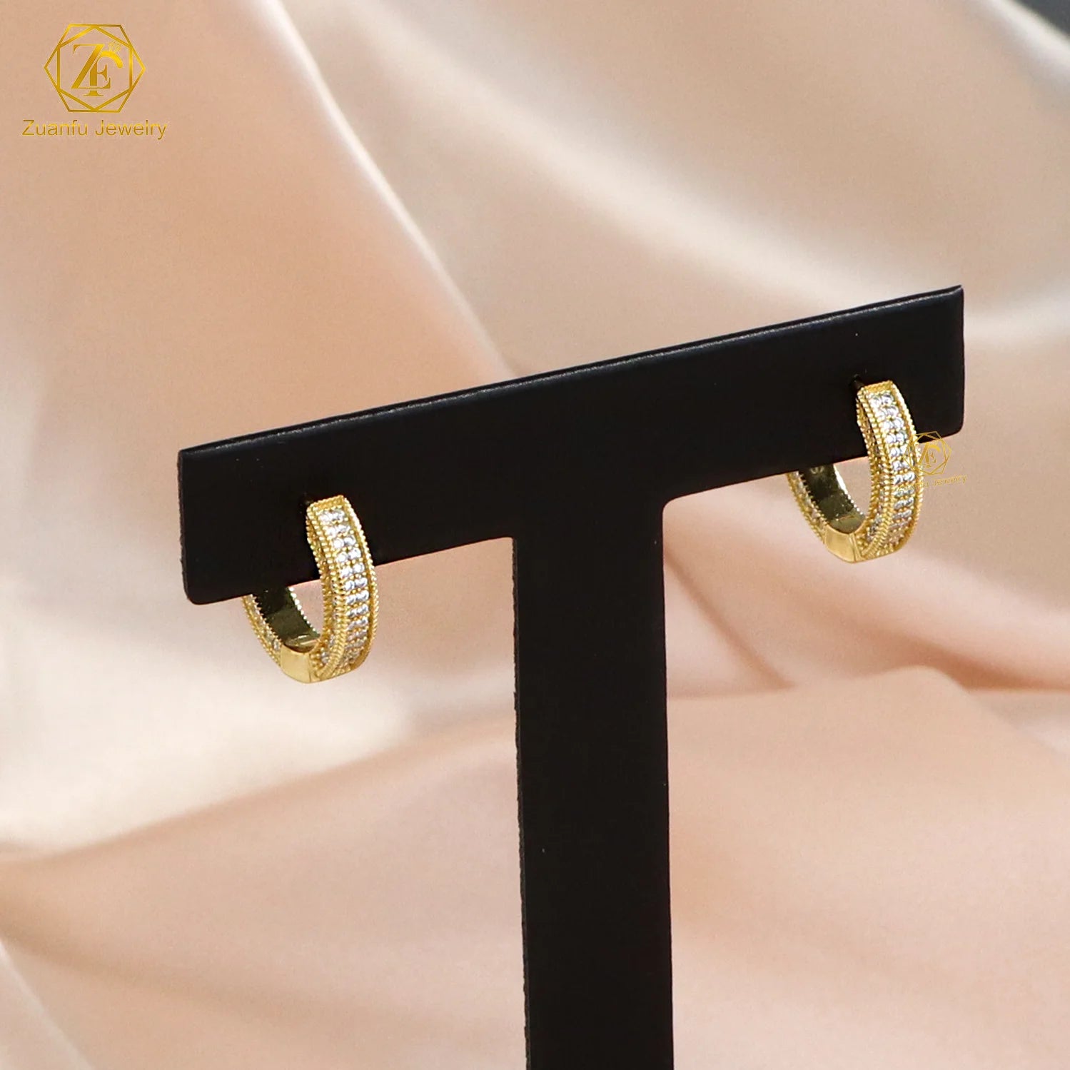 Micro Pave Three Side Moissanite GRA VVS Lab Diamond 925 Waterproof Earrings