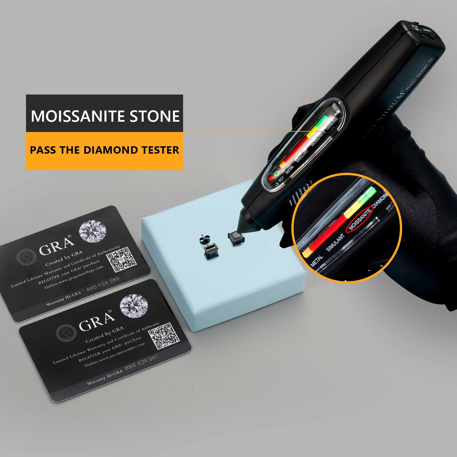 925 Sterling Silver VVS GRA 2.0CT Moissanite Stud Earrings Black Princess Cut