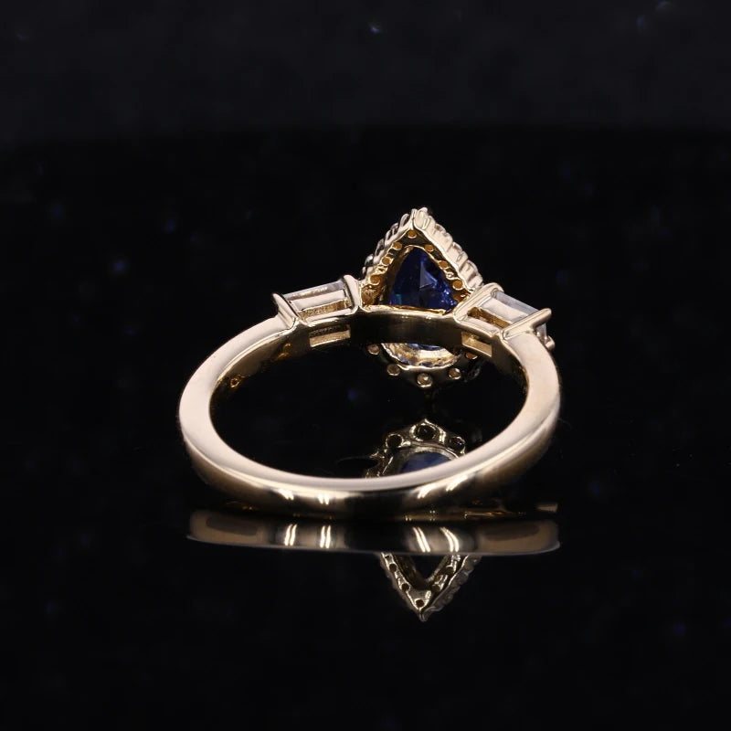 Fancy Pear Cut Deep Blue   Sapphire 34# 5*8MM Set in 14KT Rose Gold