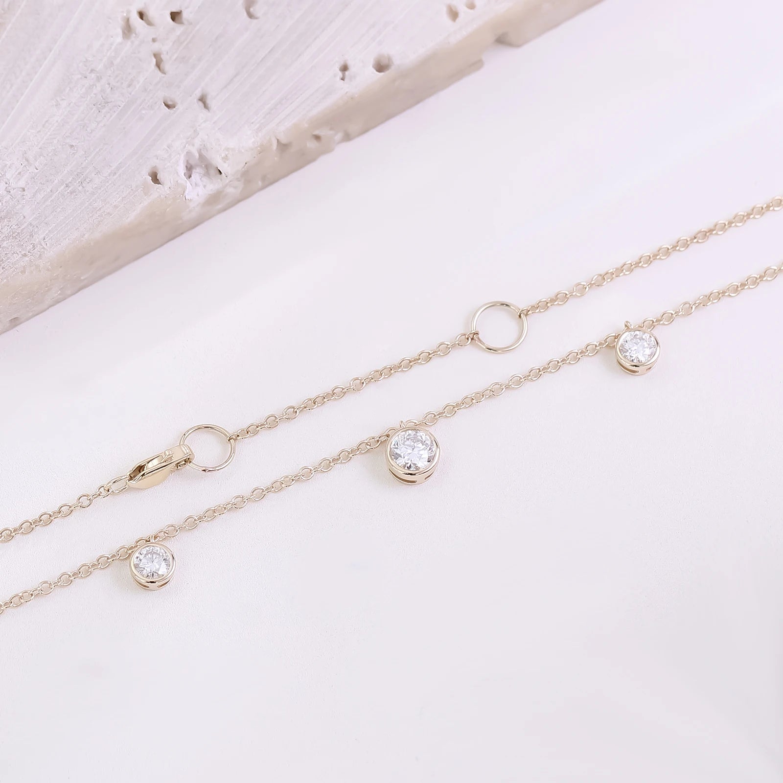 Elegant Jewelry 14K Solid Gold Lab Grown Diamond Necklace Station Necklace Luxury DEF VVS Lab Diamond Necklace Women