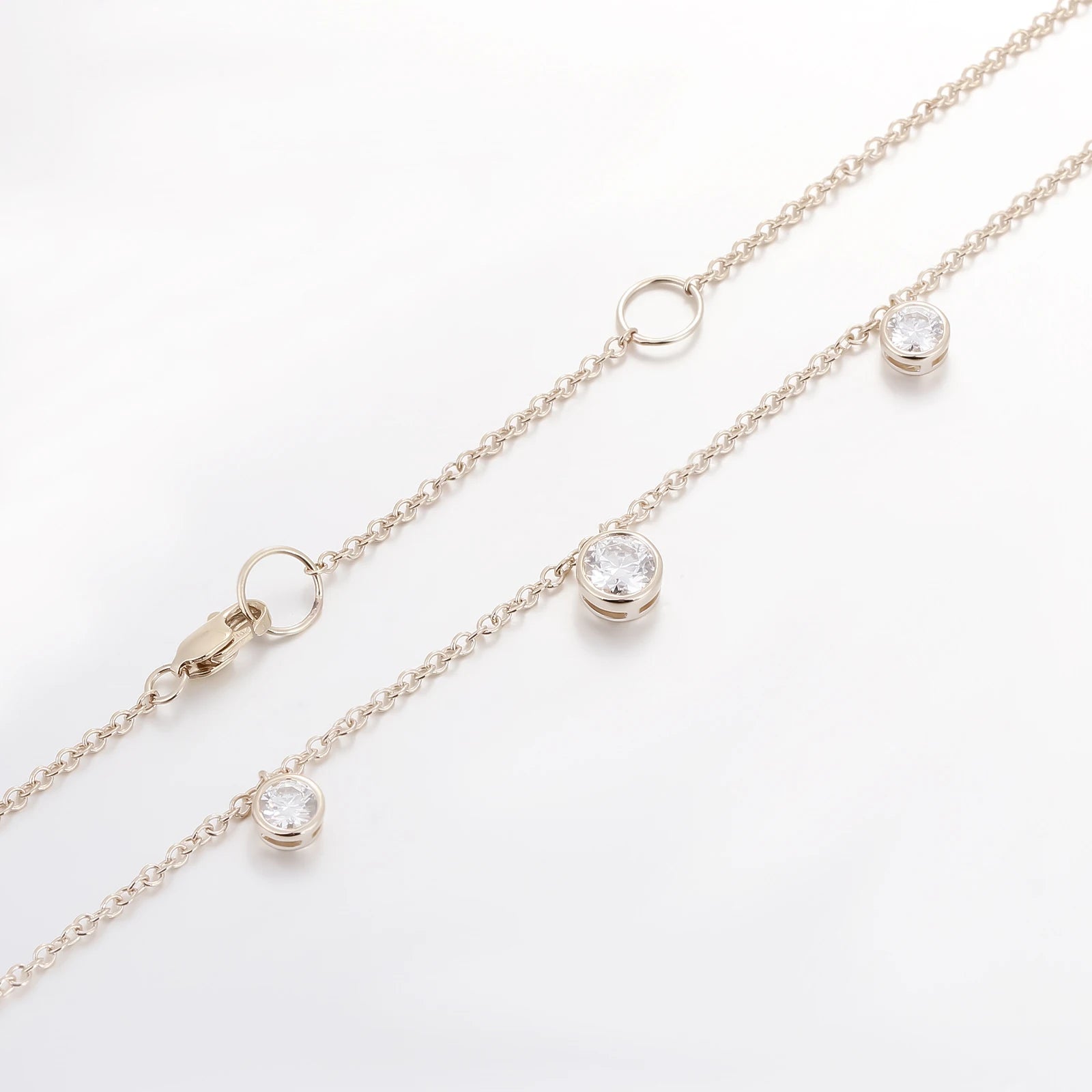 Elegant Jewelry 14K Solid Gold Lab Grown Diamond Necklace Station Necklace Luxury DEF VVS Lab Diamond Necklace Women