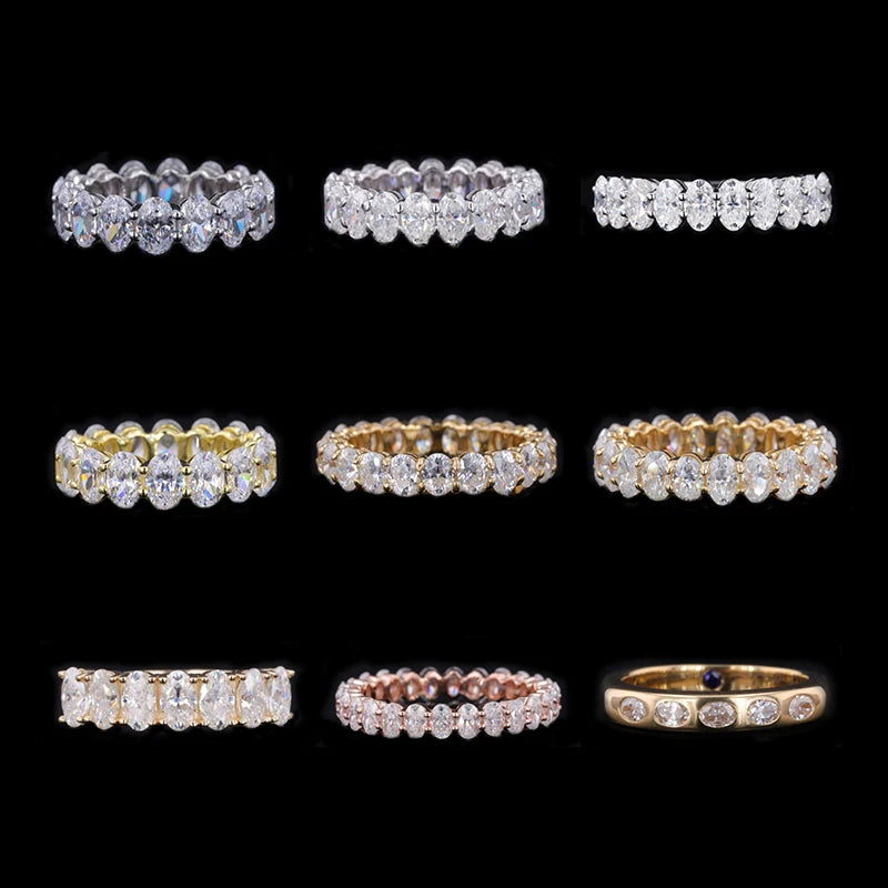 10KT Gold 14KT Cut Oval Loose Diamond Eternity Band 3x5MM DEF VVS VS