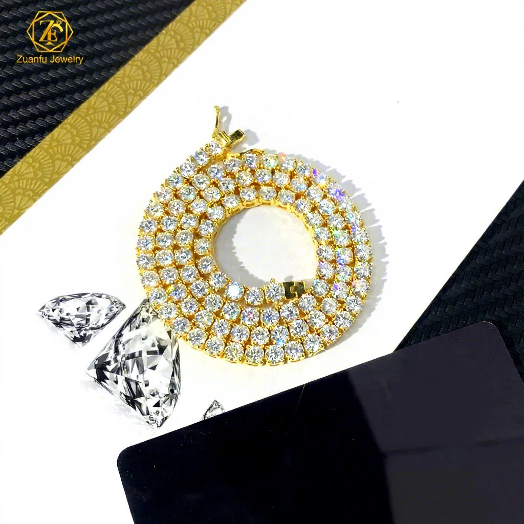 3mm 4mm 2mm S925 Sterling Silver Tennis Chain White Gold Plated Women LAB Diamond Jewelry VVS Moissanite Bracelet Men Necklace