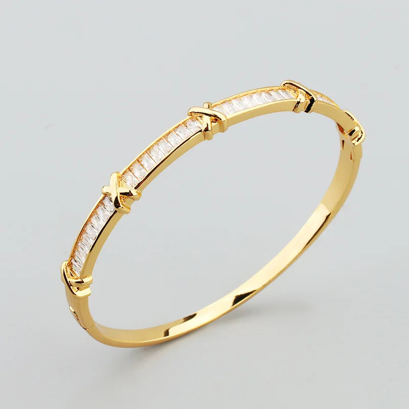 XO Baguette Gold Bracelet Rose Gold Fashionable Bangles