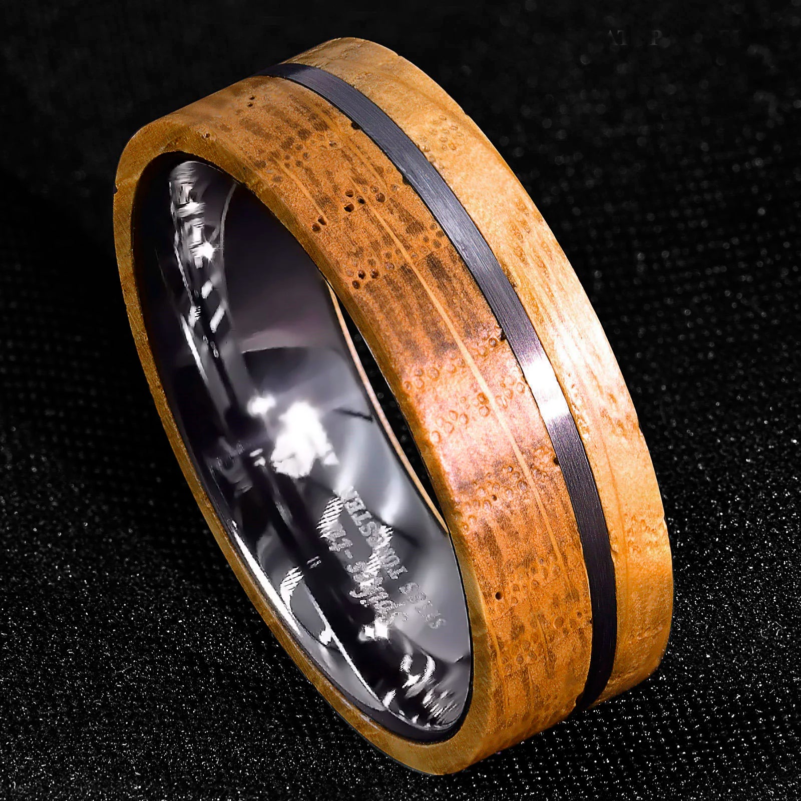 8MM Tungsten Ring Whiskey Barrel Wooden Wedding Ring