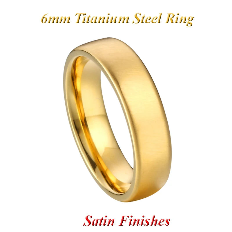 Gold Color Alliances 6/8MM Titanium Stainless Steel Tungsten Men's Wedding Ring