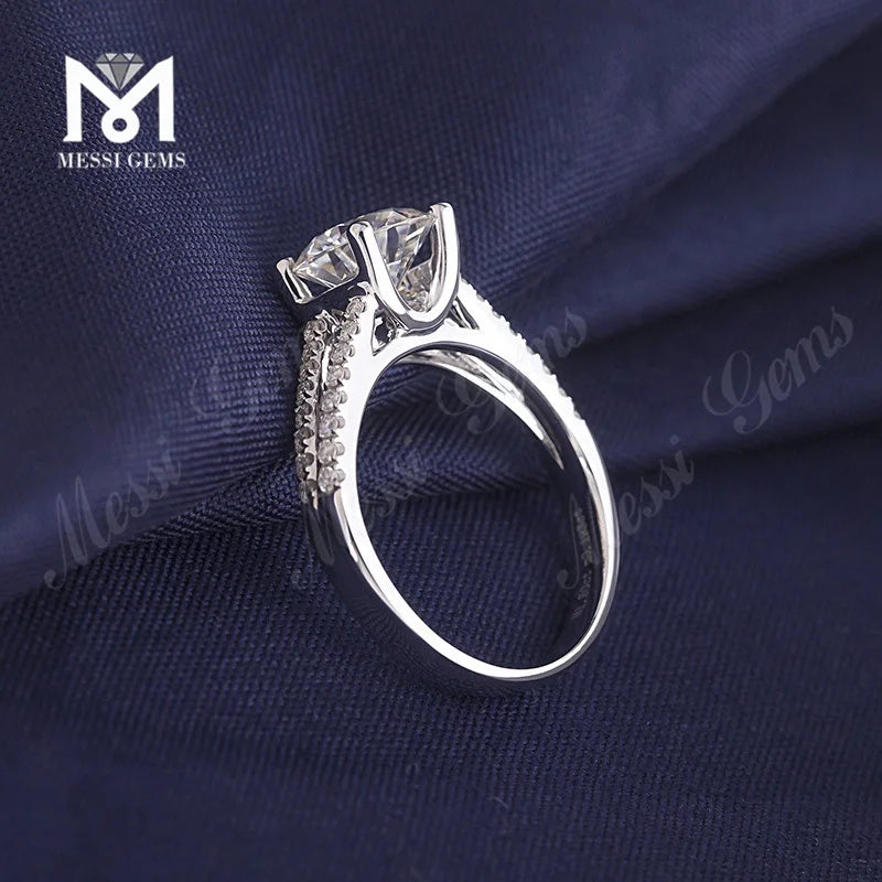 18KT White Gold Double V Engagement Lab Diamond Wedding Ring