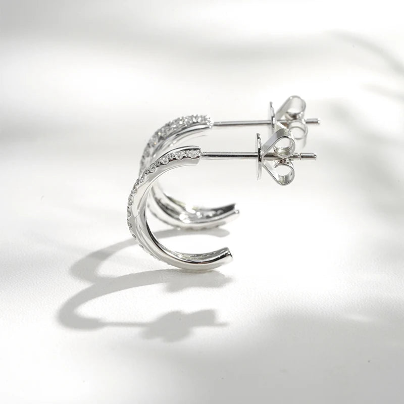 18KT White 0.23 CTW Lab Diamond Criss-Cross Hoop Earrings