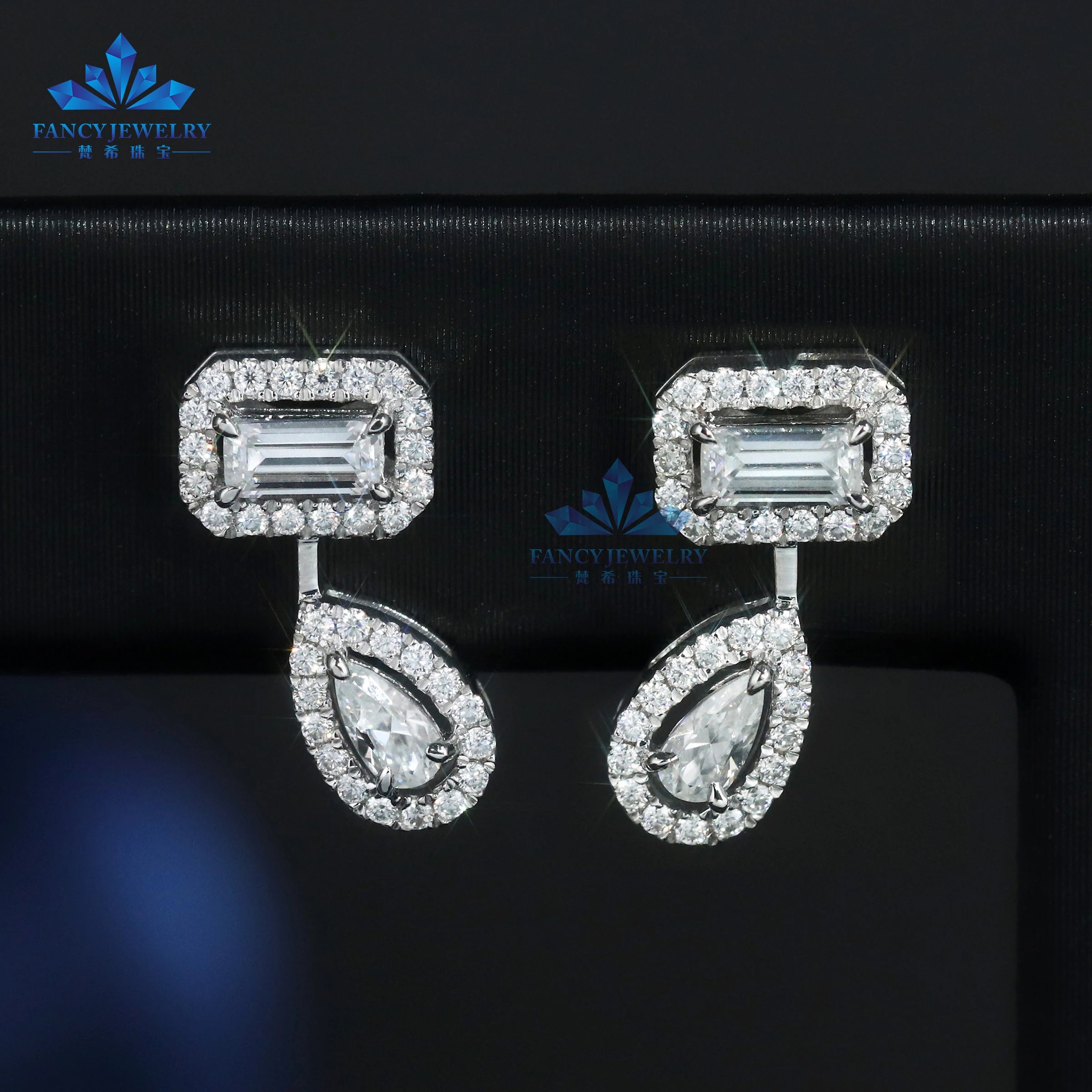 18KT White Gold 925 Sterling Silver GRA VVS Lab Diamond Gemstone Moissanite Drop Earring Hoop Earrings