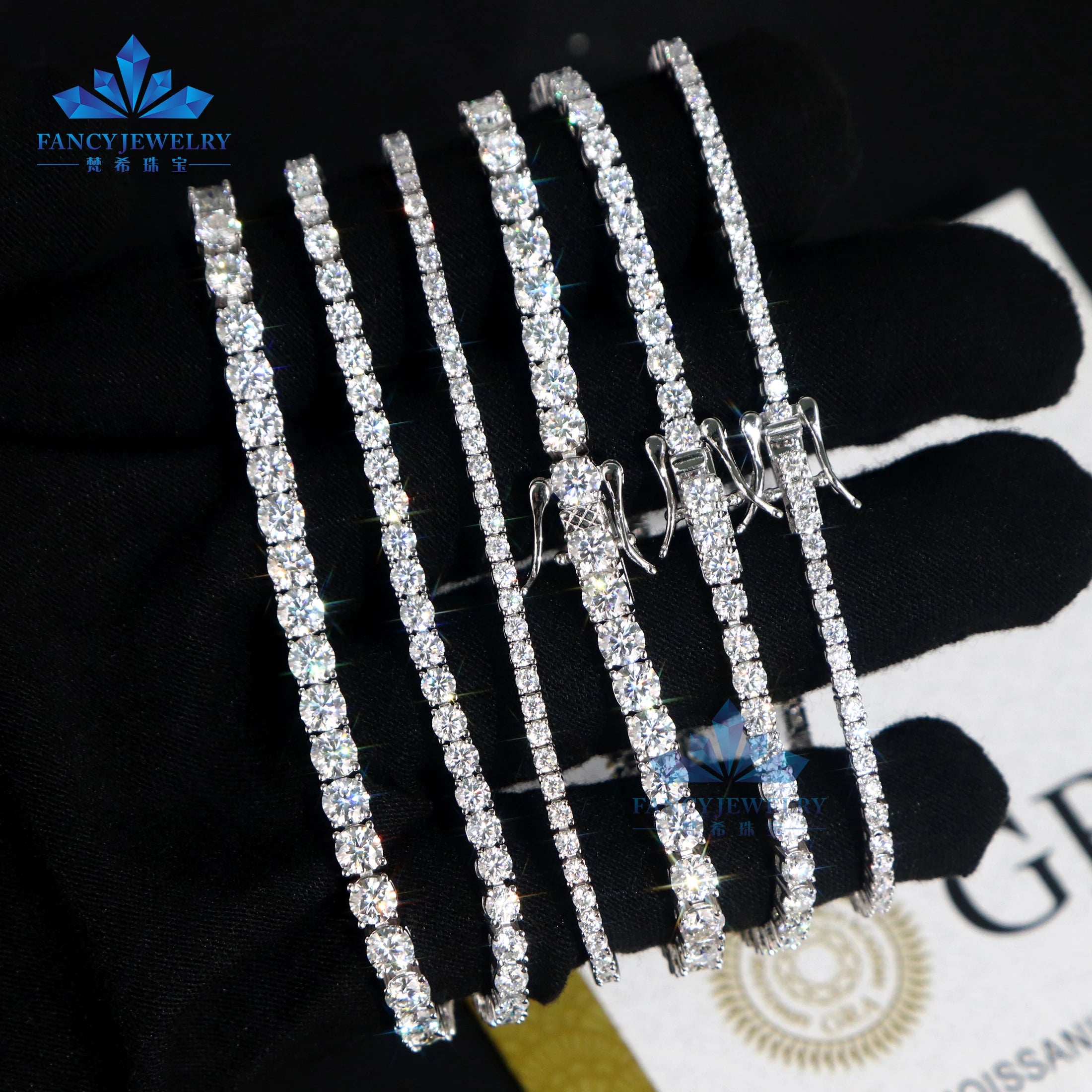 Luxury VVS Moissanite Fine Jewelry 2MM 3MM 4MM 5MM S925 Tennis Necklace